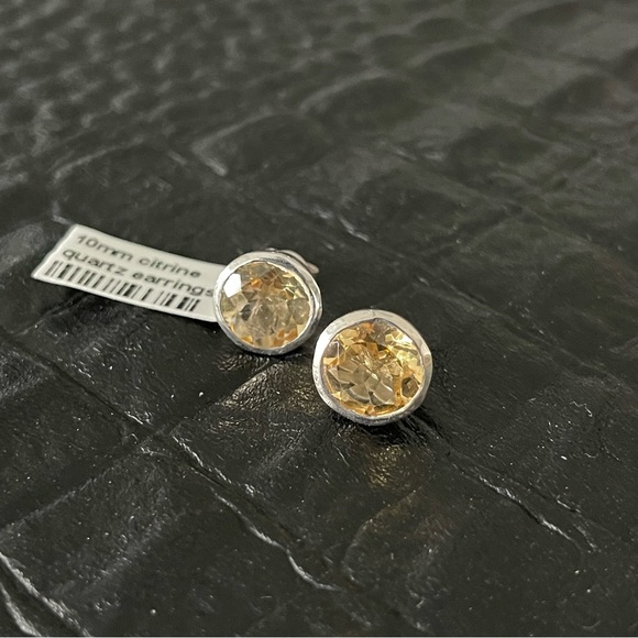 Sterling Silver 925 Large Citrine Earrings - Picture 2 of 9